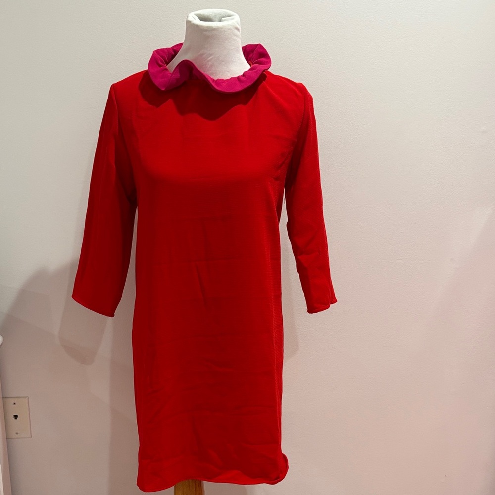 Pomander Place Red Dress with Pink Collar